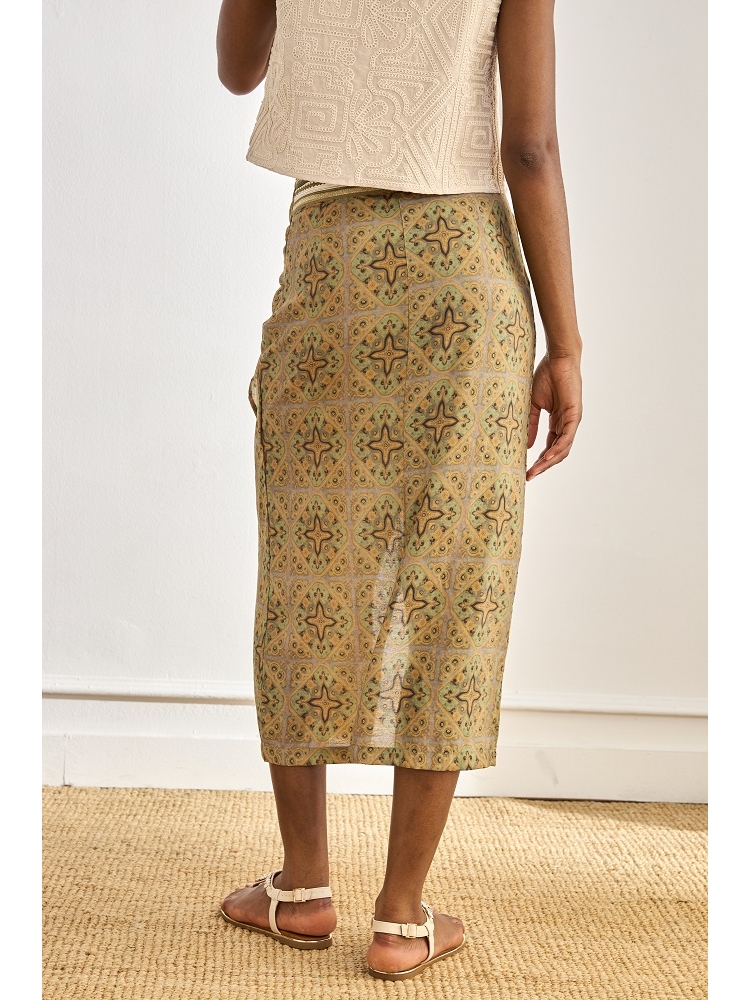 FALDA VISCOSA EST CON ANUDADO EN DELANTE