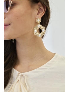 PENDIENTES HEXAGONO CON PERLAS