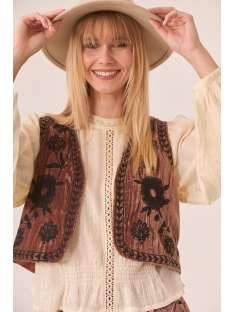 CHALECO TERCIOPELO BORDADO FLORAL A CONT