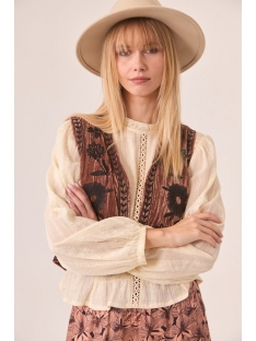 CHALECO TERCIOPELO BORDADO FLORAL A CONT