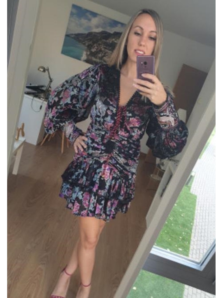 VESTIDO TERCIOPELO ESTAMPADO DRAPEADO 2