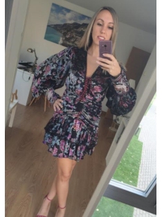 VESTIDO TERCIOPELO ESTAMPADO DRAPEADO