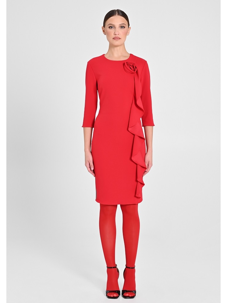 VESTIDO TUBO CON VOLANTE