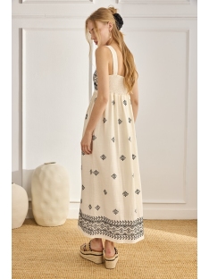 VESTIDO LARGO LINO BORDADO Y ESC. CUADRA