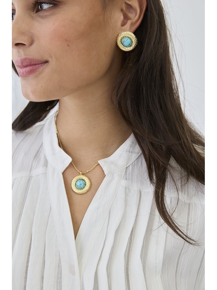 SET COLGANTE Y PENDIENTE CON PIEDRA CENT