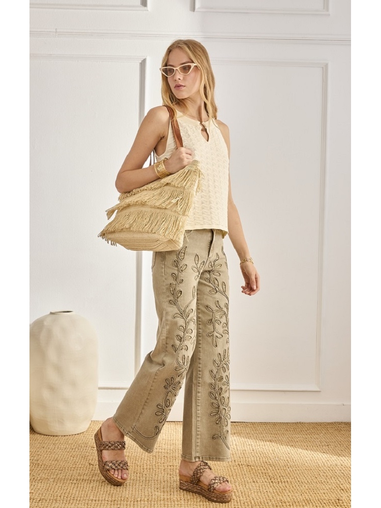 SHOPPER RAFIA Y FLECOS ASA Y TIRA PIEL