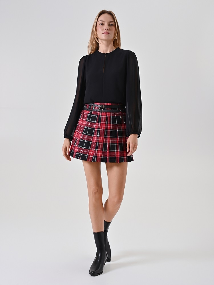 FALDA MINI CUADROS LUREX