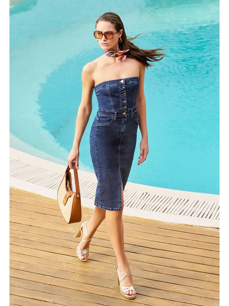 VESTIDO TUBO VAQUERO