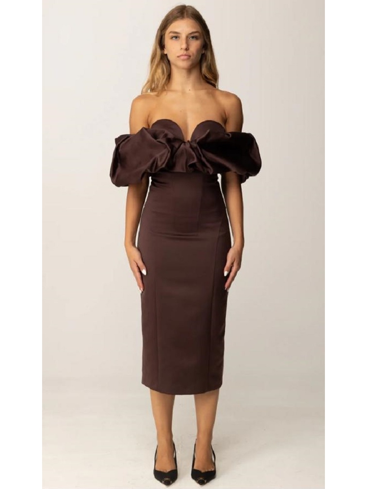 VESTIDO DUQUESA CON CUELLO 3D