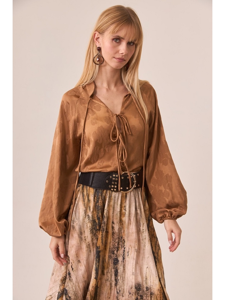 BLUSA EST ORIENTAL SATINADA LISO FLOR
