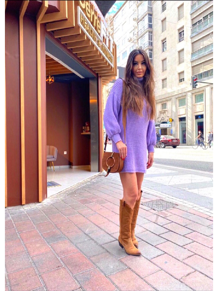 VESTIDO C/ALTO MANGA ANCHA