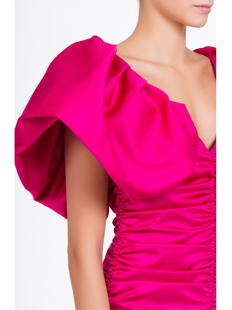 VESTIDO FRUNCIDO MANGAS GLOBO