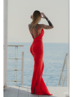 VESTIDO RED CARPET PUNTO CUPRO DRAPEADO
